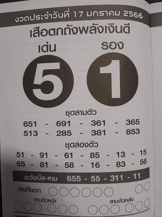 หวยเสือตกถัง17/1/66